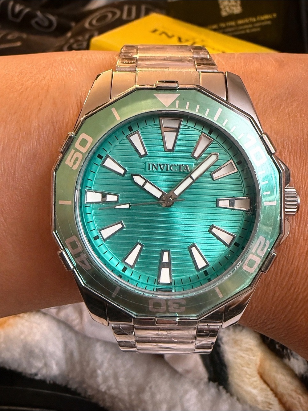 Invicta Pro Diver Meridian Men’s 46mm Turquoise Dial Stainless Steel Watch NWT